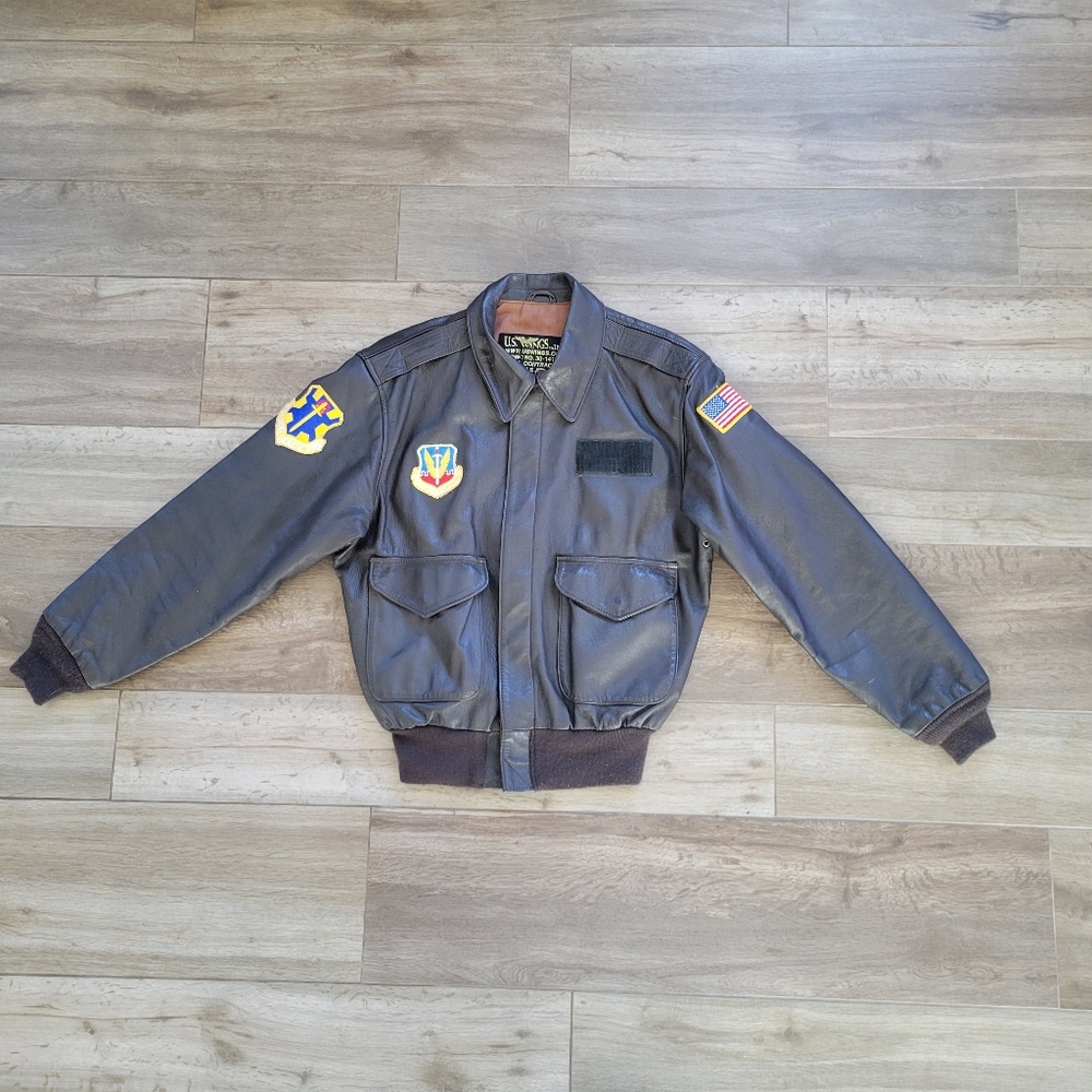 Vietnam Veteran Leather Bomber Jacket Size 40 Brown 12th Tactical Firghter Wing